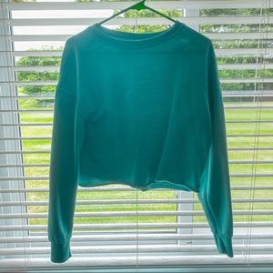 AE TURQUOISE CROPPED CREWNECK
